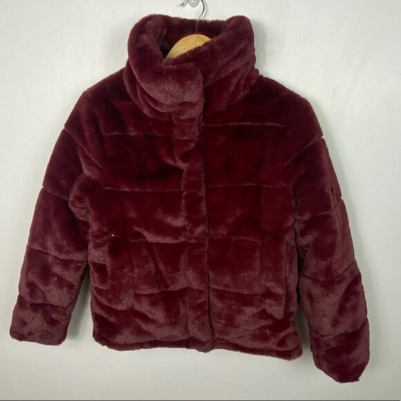 Avec Les Filles Faux Fur Puffer Jacket Burgundy Wine Size XS‎ Nordstrom Coat NEW - Picture 12 of 15